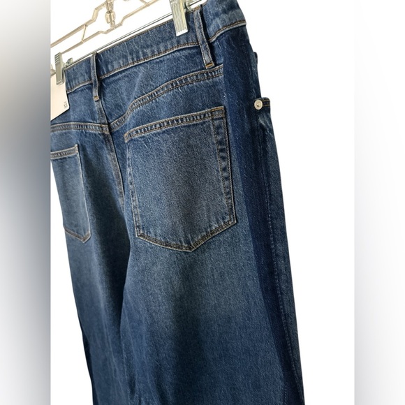 LOFT Dark Blue Straight High Rise Tuxedo Stripe Jeans 16 NWT - Picture 3 of 6